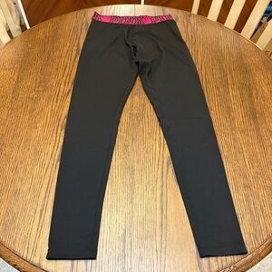 Victoria’s Secret PINK Yoga Black Fuchsia Logo Leggings Skinny Pants Size Small